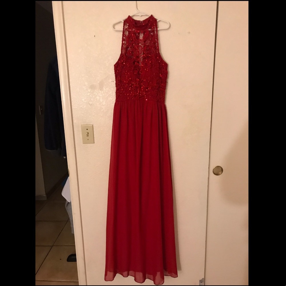 Red floor length dress